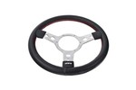Classic Austin Mini steering Wheel, 3-Spoke, Black Leather With Red Stitching