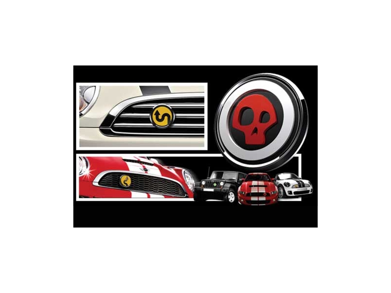 Mini Cooper & S 3d Badge Insert - Red Heart Over Black W/white Trim